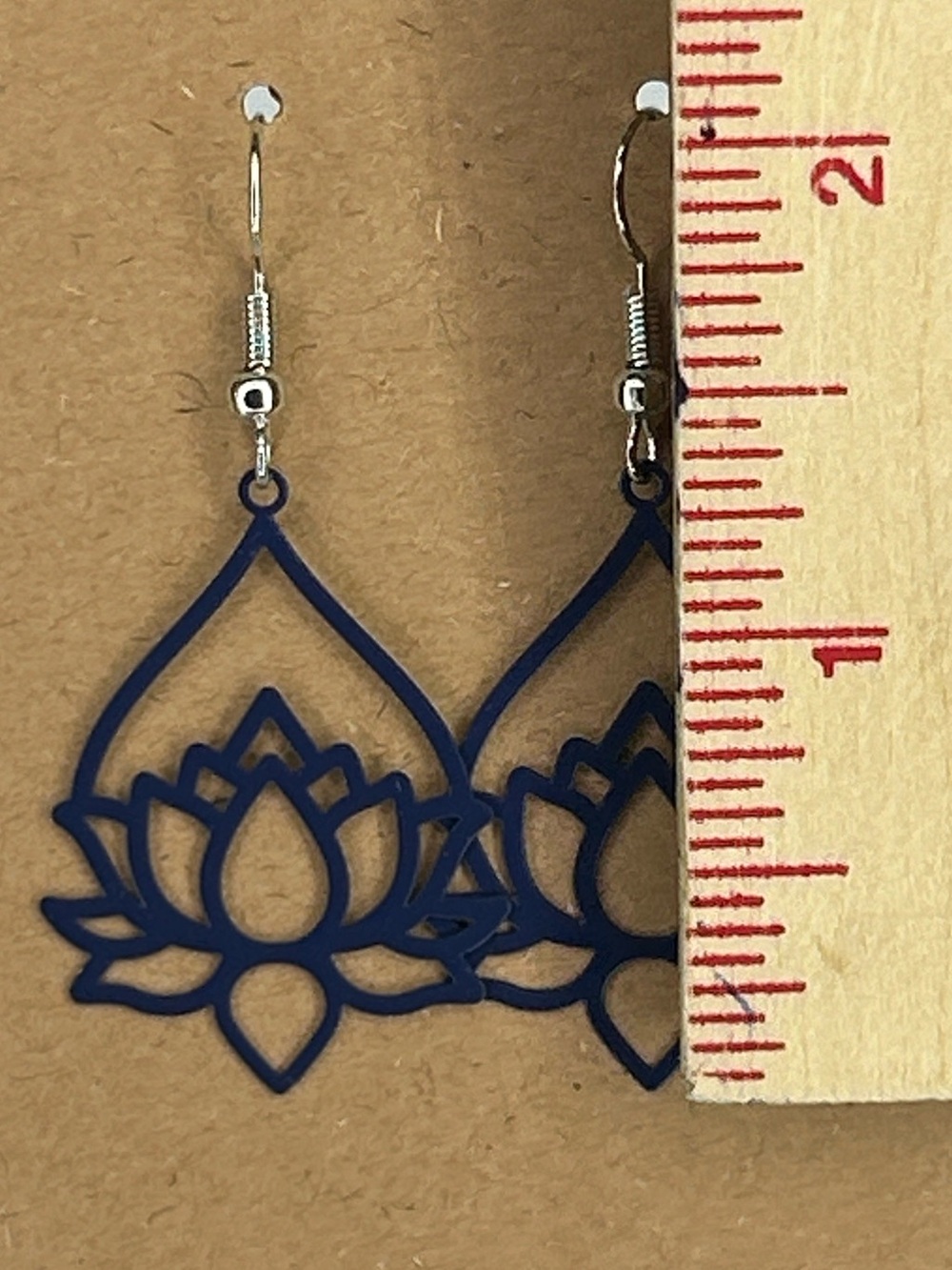 Filigree Blue Lotus Drop Earrings Fashion Jewelry - Picture 2 of 4